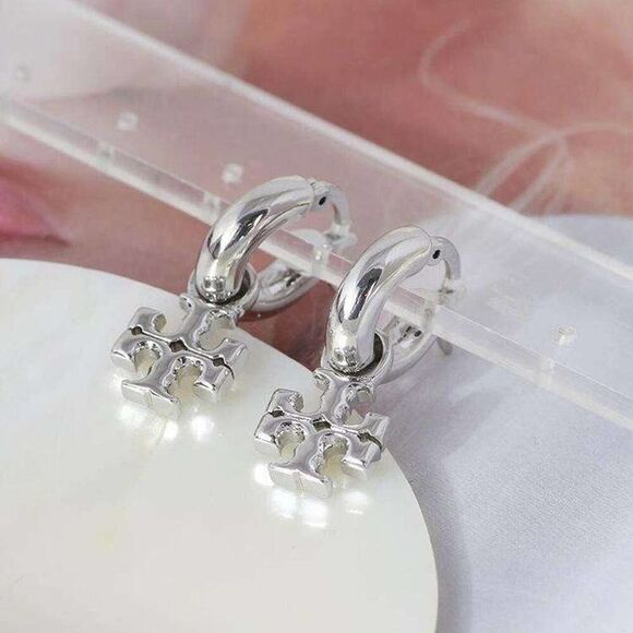 Tory Burch Jewelry - NWOT Tory Burch Silver T , Hoop Earrings